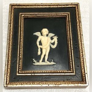 Vintage Black and Gold Cherub Art